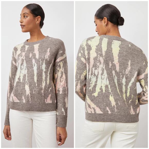 Rails NWOT Virgo Sweater Gray Tie Dye Size Small Wool Blend Crew Neck Super Soft - Picture 1 of 8